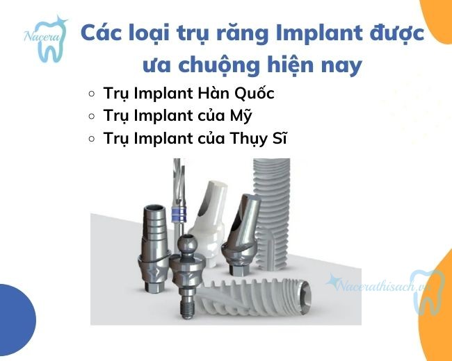 Các loại trụ răng Implant được ưa chuộng hiện nay